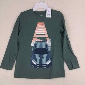 Carters Long Sleeve T-Shirt Boys Sz 4 100% Cotton Graphic Tee Crew Neck Race Car